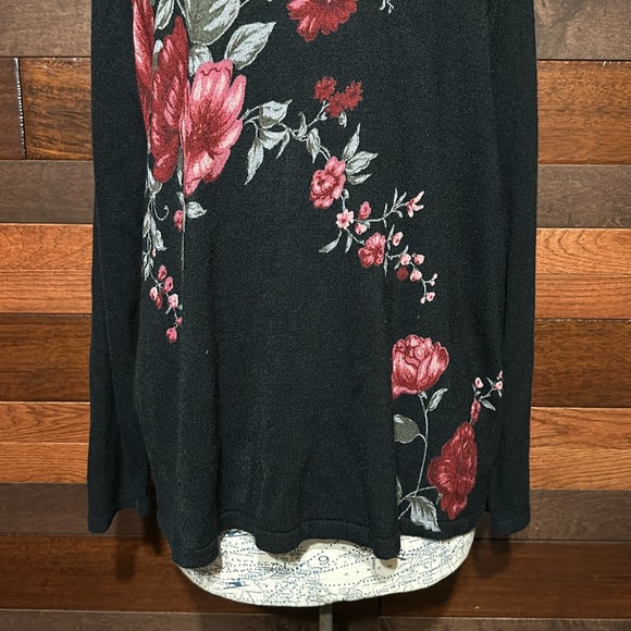Fashion Bug Black Floral Sweater - Picture 3 of 9